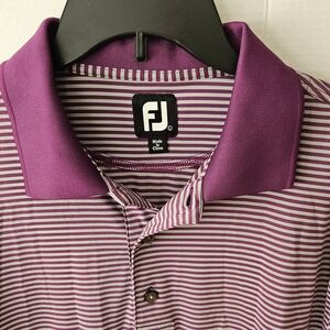 Men's FootJoy Golf Polo - Grey & Purple Striped - Large - LIKE NEW